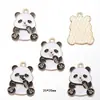 Accesorios para Joyería de Aleación con Goteo de Aceite de Animales de Dibujos Animados Panda Bambú Pendientes Colgante Pulsera Colgante de Cremallera W222