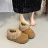 Ropa de Abrigo Cálida y Elegante Estilo Perezoso Zapatos de Algodón con Felpa para Mujer Slip-on Tacón Oculto 2026 Birkenstock Otoño/Invierno Zapatos de Piel