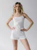 Pijama Sexy de Moda Jacquard Calado Europeo y Americano Primavera 2025 de Dos Piezas Camisola Shorts Ropa de Casa para Mujer