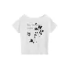 Camiseta Preta Ombro a Ombro de Manga Curta para Mulheres, Novo Estilo de Verão, Design Único, Caimento Solto Casual, Top Estilo Preguiçoso