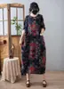 Moda Nueva de Primavera y Otoño Vestido Pulóver Adelgazante Elegante que Reduce la Edad Falda Larga Estampada Artística Retro para Mujer Venta al por Mayor
