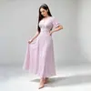 Comercio Exterior Ropa de Mujer 2026 Primavera/Otoño Nuevo Vestido Largo de Manga Corta de Lunares Cardigan Ceñido a la Cintura Vestido de Cuello en V