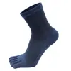 Calcetines de cinco dedos para hombre de media caña de malla de cintura alta calcetines de verano color liso algodón transpirable calcetines para los dedos calcetines para los dedos sin costuras transpirables