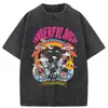 Camiseta Masculina de Algodão Puro Pesado Manga Curta Estilo Retro Americano, Casual de Verão Solta Tendência Oversize Lavada Vintage