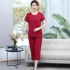 Novo Estilo 2026 Conjunto de Algodão e Linho de Verão para Mães, Camiseta Elegante de Manga Curta para Mulheres de Meia-Idade, Conjunto Fino de Duas Peças para Mulheres de Meia-Idade e Idosas
