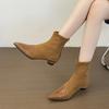 Botines para Mujer, Botas de Punta Estilo Retro, Otoño 2025 Botines Elásticos Ajustados de Tacón Kitten para Mujer al por Mayor