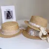 Sombrero de Encaje Plano Soluble en Agua Estilo Hada para Mujer, Sombrero de Paja de Rafia para el Sol de Verano para Vacaciones y Salidas