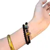 Pulsera Doble Círculo de Piedra Ojo de Tigre de Obsidiana Natural para Hombres y Mujeres, Atrae Riqueza y Mejora la Suerte, Pulsera de Cristal Múltiple Círculo Apilable para Parejas, Regalo