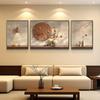 Tudo Corre Bem, Pintura de Caqui, Pintura de Decoração para Sala de Estar, Pintura para Pendurar na Parede Atrás do Sofá Estilo Japonês Wabi-Sabi, Triptíco de Alta Qualidade