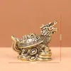 Adorno de Tortuga de Dinero de Cobre Puro, Tortuga Dragón de Latón, Estilo Vintage Pisando Monedas de Cobre y Lingotes, Tortuga que Atrae la Fortuna, Decoración Creativa para Mesa de Café, Adorno Pequeño