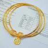 Pulsera de Oro de Arena Vietnamita Marca Sansheng Sanshi Fu Campana Feliz de Dos Mundos Pulsera de Tres Círculos Más Fácil de Combinar Pulsera de Círculo Delgado Precio de Mayoreo