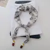 Bufanda de Gasa Estampada Suave Hecha a Mano con Perlas para Mujer, Delicado Pañuelo para Sesión de Fotos Estilo Bosque Pastoral, Bufanda Delgada Decorativa