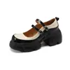 Tamanho 34-41 Tamanho 2025 Primavera Novos Sapatos Mary Jane Plataforma Femininos Sapatos de Camada Única Plataforma Inferior Cor Color Block Sapatos de Salto Alto