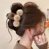 Pinza de Garra con Lazo de Flor para Mujer con Cabello Fino Otoño/Invierno Pinza de Pelo de Felpa Pinza de Tiburón para la Parte Posterior de la Cabeza Accesorio de Peinado de Alto Nivel para Recogidos