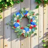 Guirnalda de Margaritas Frescas Transfronteriza Colgante de Puerta Festivo Simulación de Rama Seca Roja, Blanca y Azul Decoración Colgante de Pared Flores de Seda
