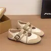 Zapatos Mary Jane de ballet poco profundos transpirables de piel suave para mujer, moda de verano 2026 versátiles cómodos zapatos planos de suela blanda