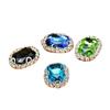 Octogonal vidrio cosido a mano garra taladro cristal vidrio garra cadena bolsa cuatro agujeros enhebrado decorativo taladro lazo flor accesorios