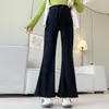 Pantalones de maternidad 2026 nuevo estilo otoño e invierno, pantalones ligeramente acampanados de cintura alta, soporte para el vientre, puños de encaje, adelgazantes y moldeadores de piernas, pantalones de largo hasta el suelo