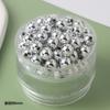 Perlas de imitación de plata galvanizadas con agujero recto, cuentas sueltas de plata para manualidades, bolsa tejida hecha a mano