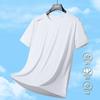 Camiseta Estampada Nova de Seda de Gelo para Verão Masculina Esportiva Casual Corrida Fitness Respirável Manga Curta Roupa Masculina para Exterior de Secagem Rápida