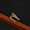 Anillo Envolvente con Forma de Serpiente con Incrustaciones de Circonita por Todas Partes, Joyería Simple y Elegante, Diseño Abierto Ajustable para Apilar
