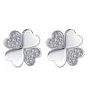 Pendientes de Trébol de Cuatro Hojas con Incrustaciones de Diamantes Simétricos Estilo K, Pendientes Personalizados Simples y Dulces, Joyería Dongdaemun Estilo Bosque