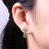 Aretes Vintage de Esmeralda de Cuatro Hojas Flores de la Suerte con Aretes de Jaspe Verde Esmeralda Aretes