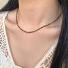 Collar de Plata de Ley S925 Ultra Fino de 2 mm con Piedra Natural Ojo de Tigre para Niñas Lujo Accesible Nicho Nuevo Chinoiserie Cadena de Clavícula de Gama Alta