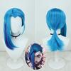 Doble Batalla de Ciudades 2 Peluca Cosplay de Jinx para Mujer Nueva Imagen Cuero Cabelludo Realista Parte Superior Mechas Azul-Moradas Peinado de Jinx