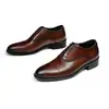 Zapatos Oxford de cuero italiano para bodas de hombre, con un diseño de tres correas, adecuados para atuendo formal, negocios y entornos profesionales.