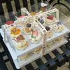 Caja para Cupcakes con Ventana Caja de Embalaje Cartulina Blanca de Grado Alimenticio Mascota Transparente Espesada Caja para Postres para Llevar de 4 Piezas
