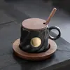 Taza de bronce de personalidad de alto valor taza de café con relieve creativo taza de agua para pareja grabada con tapa logo personalizado