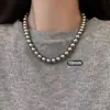 Collar de Perlas Sencillo Estilo Francés para Mujer Cadena de Clavícula de Lujo Ligero Nicho Alta Gama Elegante Versátil Moda Cadena de Collar de Celebridad de Internet