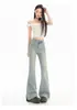 Jeans Acampanados de Color Claro con Abertura para Mujer, Populares en Otoño 2025, Tallas Grandes Nuevas, Cintura Alta, Efecto Adelgazante, Pantalones de Campana que No se Pegan a la Pierna
