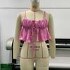 Camisole Feminina de Verão Sem Alças com Cadarço Renda Vazada Sexy Estilo Spice Girl Top Cropped Francês SU3064