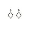 Pendientes geométricos sencillos y versátiles con diamantes para mujer, pendientes de botón de moda para el día a día, pendientes vintage franceses en el color de la imagen, acero inoxidable