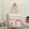 Bolsa Fofa 2025 Nova Moda Cor Contrastante Pequena Fresca Bolsa de Ombro Versão Coreana Estudante Aula Particular Grande Capacidade Bolsa Transversal