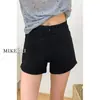 Shorts de Mezclilla Negros para Mujer, Nuevo Estilo Verano 2026, Cintura Alta, Corte Ajustado, Favorecedores para Figuras Pequeñas, Hot Pants de Corte A