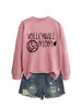 Mamá de Voleibol Amazon Ebay Estación Independiente Moda Versátil Deportes Sudadera para Mujer Otoño e Invierno Camiseta Interior