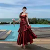 Hermosos Atuendos de Playa Estilo Francés en Sanya, Vestidos de Vacaciones con Tirantes, Vestidos tipo Pastel de Viaje, Vestidos de Playa con Volantes, Vestidos de Hada