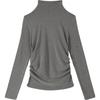 Camiseta Básica de Cuello Medio Otoño e Invierno para Mujer 2025 Nueva Prenda Interior de Alta Gama Hombro Derecho Ajustado Delgado Top de Manga Larga