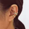 Clip de Osso de Orelha em Formato de C com Cravação de Diamantes, Não Perfurante, Melhor Venda Transfronteiriça Europeia e Americana para Mulheres, Estiloso e Elegante, Conjunto Compacto de 3 Peças