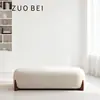 Banco de Descanso Moderno Sencillo con Diseño de Patas de Madera Maciza, Banco al Pie de la Cama para Dormitorio, Banco para Cambiarse los Zapatos en la Sala de Estar, Banco Largo de Tela de Lujo Ligero