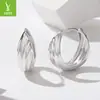 Nuevos pendientes de plata 925 de Yinziyun con textura metálica, pendientes de cobre chapados en oro ondulados de moda europea y americana