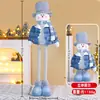 Decoraciones de Muñeca Telescópica Navideña Papá Noel Muñeco de Nieve Reno Adornos de Muñeca Cuadros Azules Muñeco de Pie