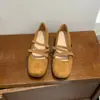 Nuevos zapatos de ante retro de otoño de nicho cómodos de un solo color 2026 con estilo Mary Jane, tira cruzada, color albaricoque y marrón, para mujer