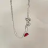 Collar gargantilla de diamante amor color vino mariposa cadena clavicular para mujer 2022 nuevo de lujo ligero de alta gama collar collar moda