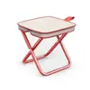 Silla plegable pequeña con almacenamiento, portátil para uso en exteriores, adecuada para salidas de primavera, hacer fila, pescar y acampar
