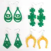 Pendientes Decorativos del Día de San Patricio Trébol de Cuatro Hojas Sombrero de Copa Herradura Colgante de Disfraz St. Aretes Acrílicos Patrick