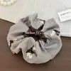 Estilo Coreano Flores Pequenas Bordadas Bolinhas Marrons Lado AB Elástico de Cabelo Intestino Grosso Moda Retrô Lenço Quadrado Elástico de Cabelo para Rabo de Cavalo Faixa de Cabeça Feminina